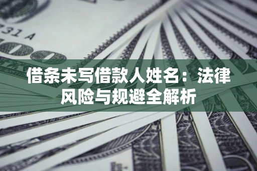 武汉借条未写借款人姓名：法律风险与规避全解析